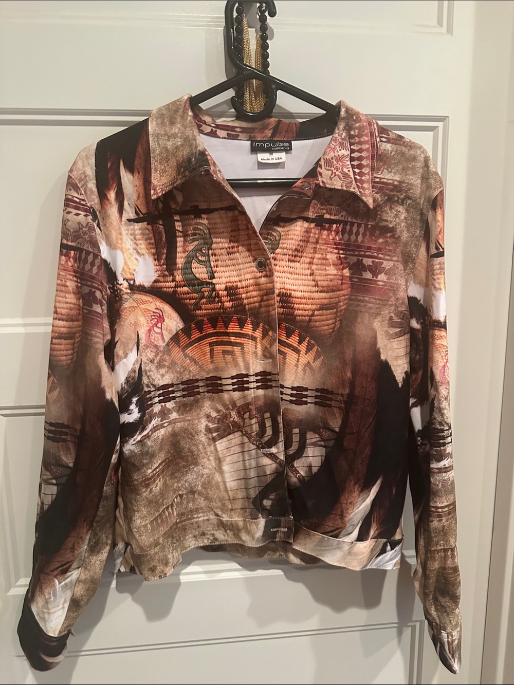 Pulse Women's Multicolor Southwestern-Print Button Down Shirt Jacket